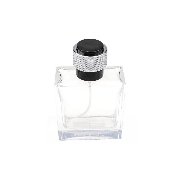 Wholesale Square Clear Glass Bottle Perfume 50 ml Glass Crimp Bottle Parfum