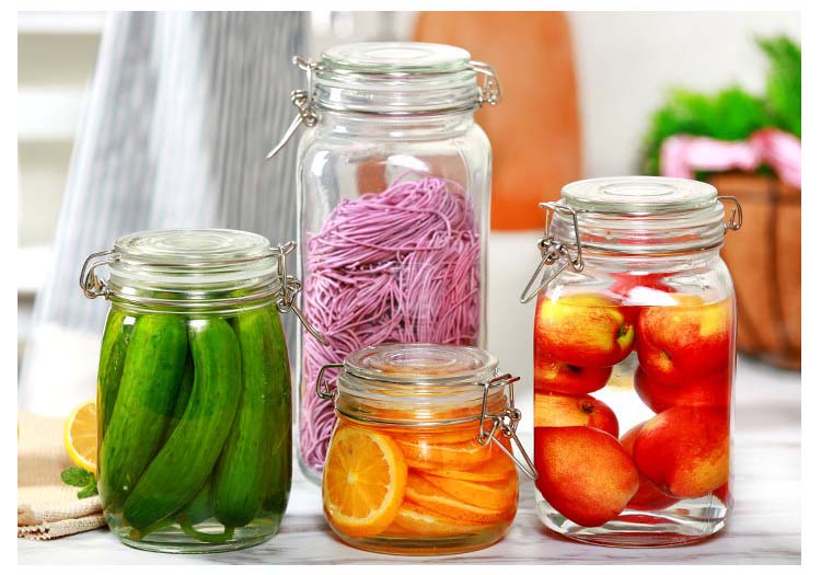 Wholesale Square Cylinder Clear Glass Jars With Snap Joint Lids Serving Kitchen Candy Spices Honey