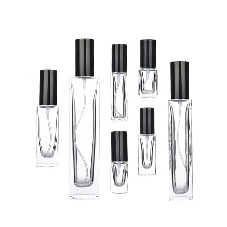 Wholesale Square Perfume Use and Pump Spray Sealing Type glass bottle