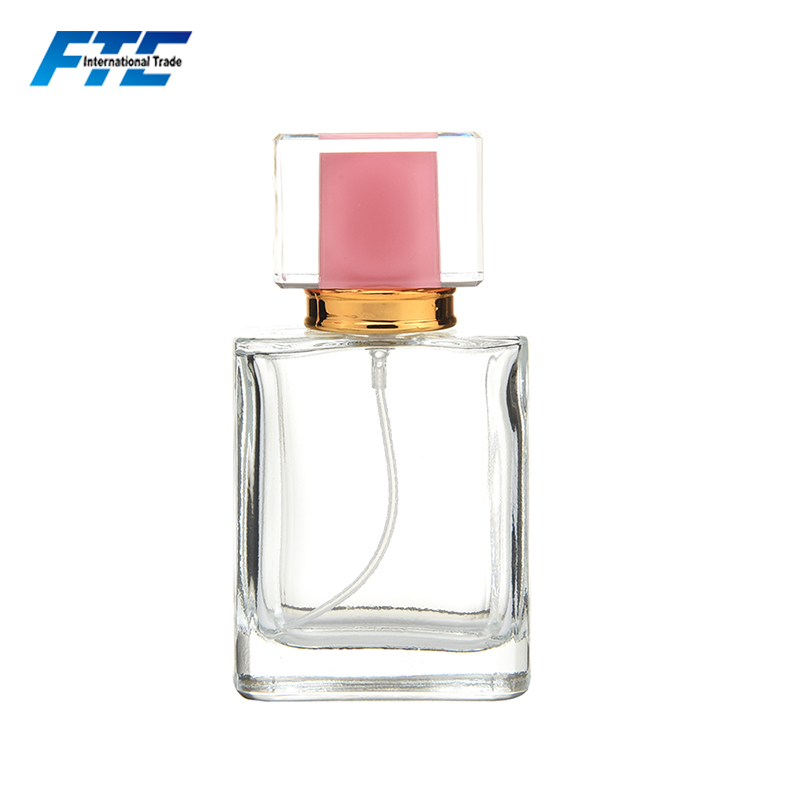 Wholesale Square Pump Spray Clear Perfume Glass Bottle 50 ml
