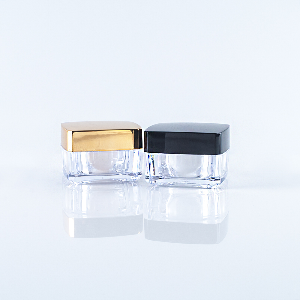 Wholesale Square Shape Acrylic Cosmetic Jar Plastic Skin Care Face Cream Jar
