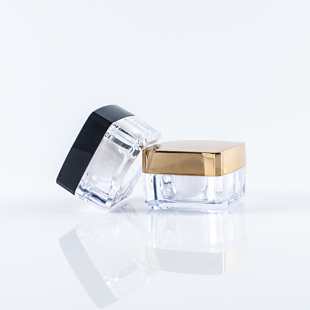 Wholesale Square Shape Acrylic Cosmetic Jar Plastic Skin Care Face Cream Jar