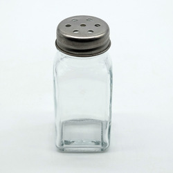 Wholesale Square Shape Glass Bottle Daily Use Seasoning Bottle with Metal Holes Lid Cumin Powder Glass Bottle for Condiment