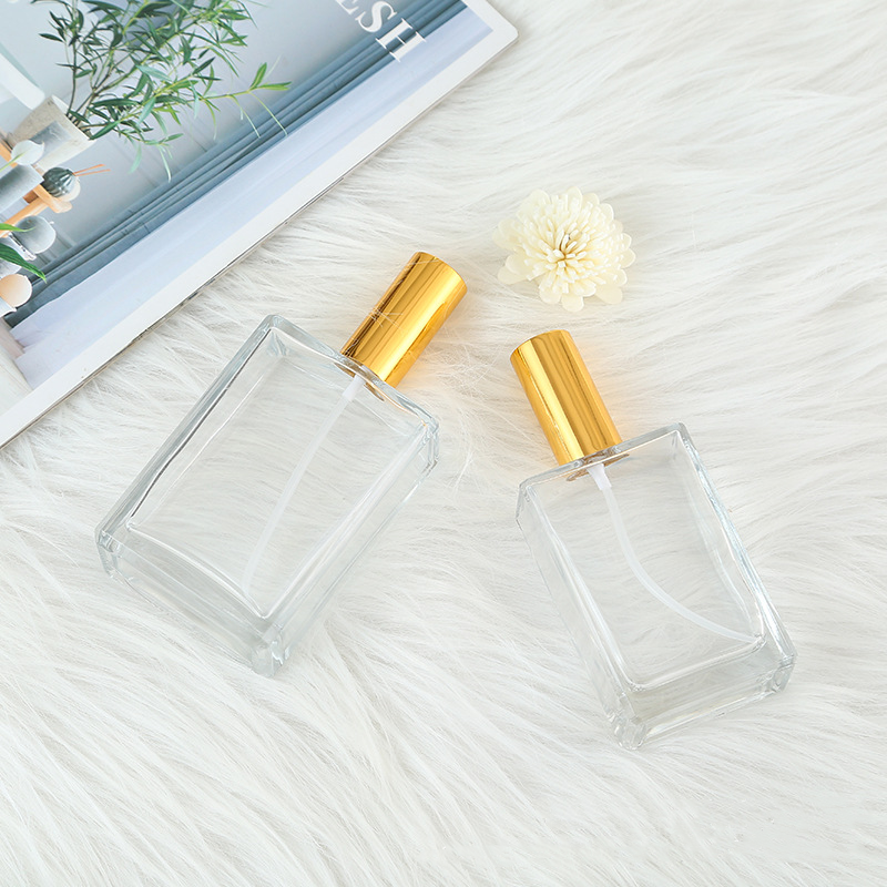 Wholesale Square Transparent Perfume Spray Glass Bottle 50ml