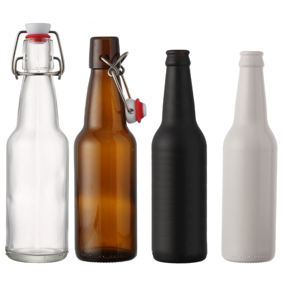 Wholesale Stack Custom Amber Clear 330ml Beer Bottles with Swing Top
