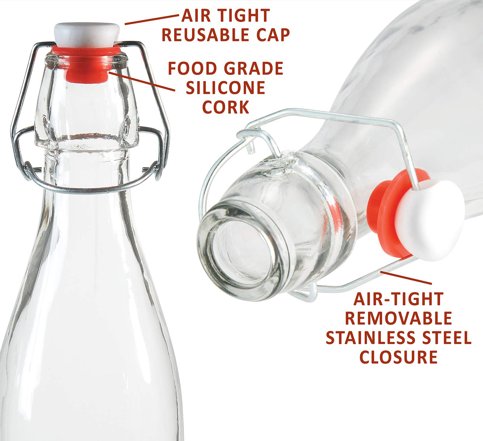 Wholesale Stack Custom Amber Clear 330ml Beer Bottles with Swing Top
