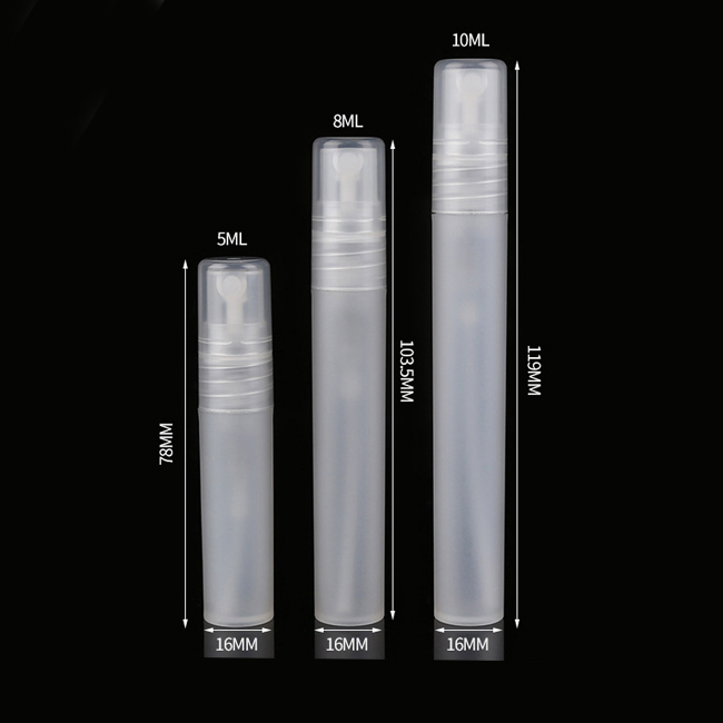 Wholesale Stock 5ml 8ml 10ml transparent plastic travel Portable Pen Shape Perfume Bottles with Fine Mist Spray Cap Atomizer