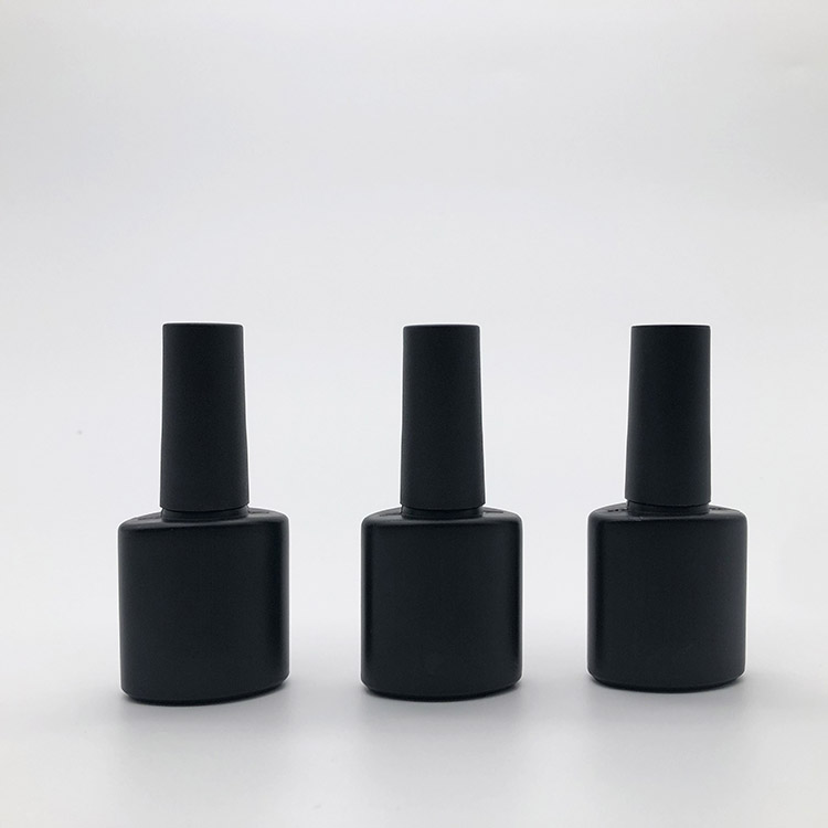 Wholesale Stock Cosmetic Package Shiny Black Custom Flat Shape 10ml Empty Uv Gel Plastic Nail Polish Bottle