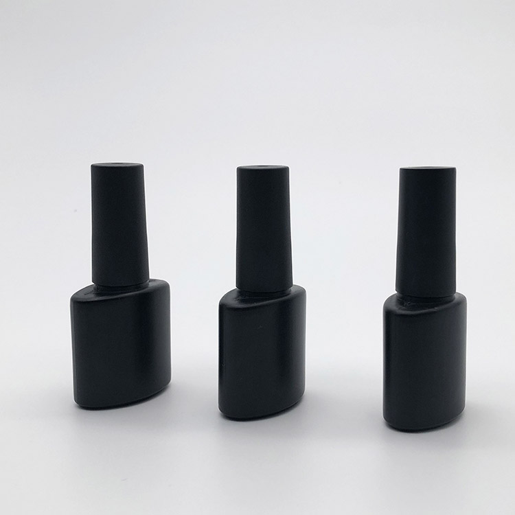 Wholesale Stock Cosmetic Package Shiny Black Custom Flat Shape 10ml Empty Uv Gel Plastic Nail Polish Bottle
