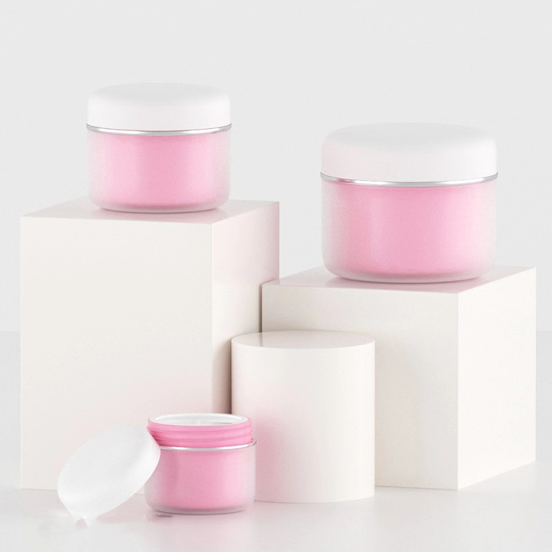 Wholesale Stock available 30g 50g 100g 150g 1oz cosmetic container high end luxury pink  round pet plastic cosmetic jar