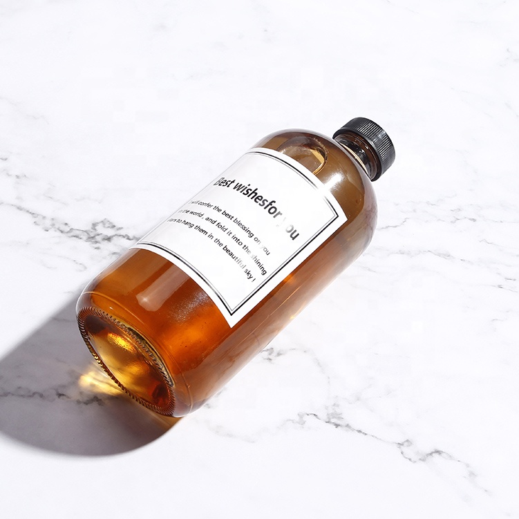 Wholesale Stocked 16oz 500ml Round Beverage Coffee Bottle Amber Kombucha Bottles Glass