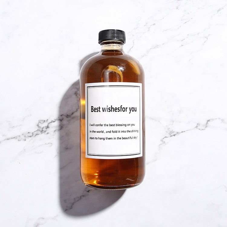 Wholesale Stocked 16oz 500ml Round Beverage Coffee Bottle Amber Kombucha Bottles Glass