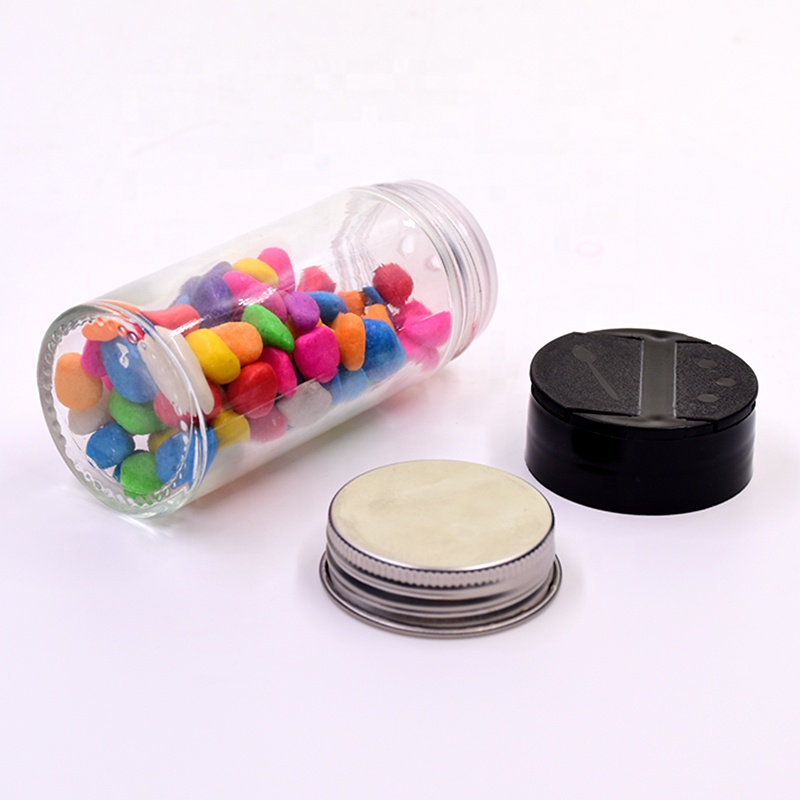 Wholesale Storage Container 90 ml 3 oz empty round shape food Cylindrical Glass Jar Salt Pepper Herb Flavoring Spice Bottle Jars