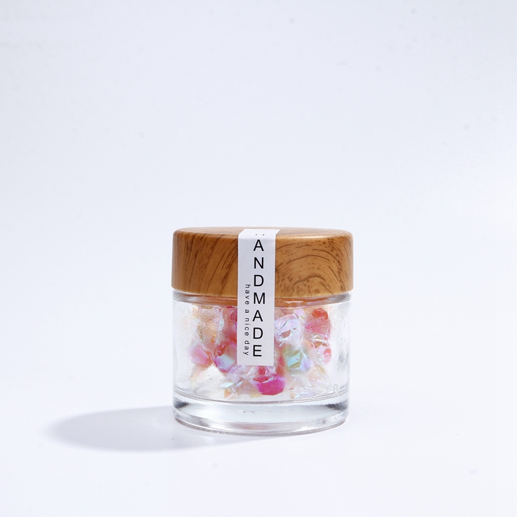 Wholesale Straight Shape Glass Jar With Wooden Lid/ Wide Mouth Glass  terrine Cans Canning Food Glass  Jam Jar