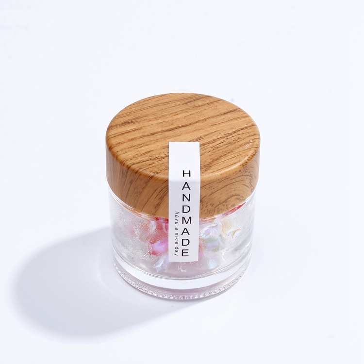 Wholesale Straight Shape Glass Jar With Wooden Lid/ Wide Mouth Glass terrine Cans Canning Food Glass Jam Jar