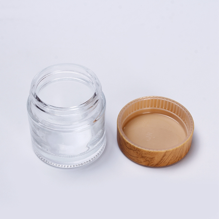 Wholesale Straight Shape Glass Jar With Wooden Lid/ Wide Mouth Glass terrine Cans Canning Food Glass Jam Jar