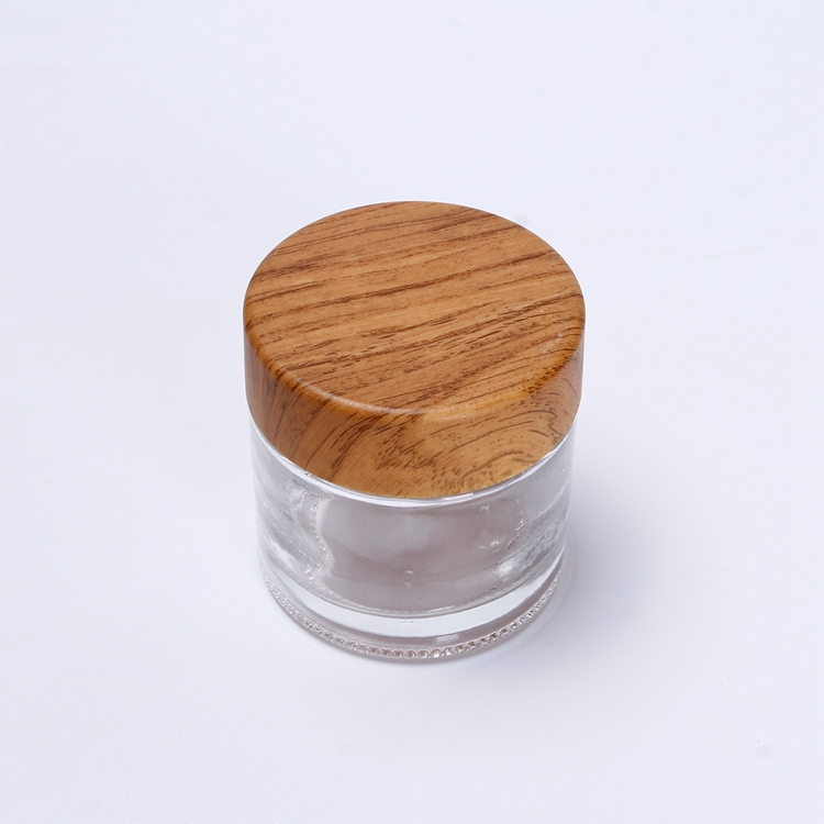 Wholesale Straight Shape Glass Jar With Wooden Lid/ Wide Mouth Glass terrine Cans Canning Food Glass Jam Jar