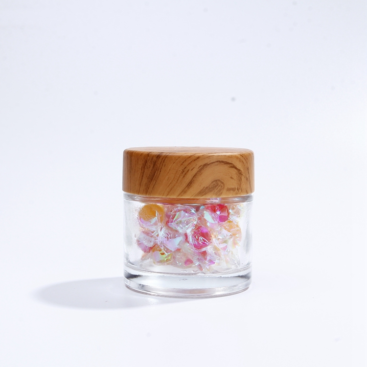 Wholesale Straight Shape Glass Jar With Wooden Lid/ Wide Mouth Glass terrine Cans Canning Food Glass Jam Jar