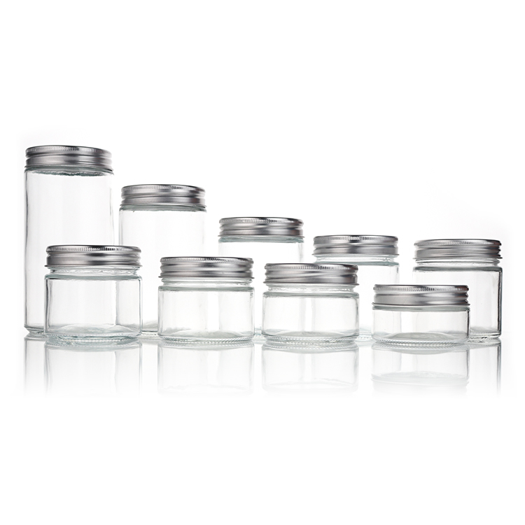 Wholesale Straight Side Clear Food Container Glass Jar Mason Jar Clear Glass 4 oz 8 oz 16 oz 100ml 150ml 170ml 200ml 300ml