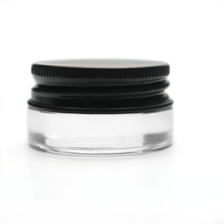 Wholesale Super Flint 5 ml Clear Glass Rosin Concentrate Jars w/ 38-400 Black Aluminium Metal Cap