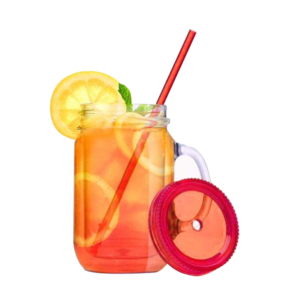 Wholesale Superior 20oz Custom Plastic Double Wall Mason Jar Cups with Handle