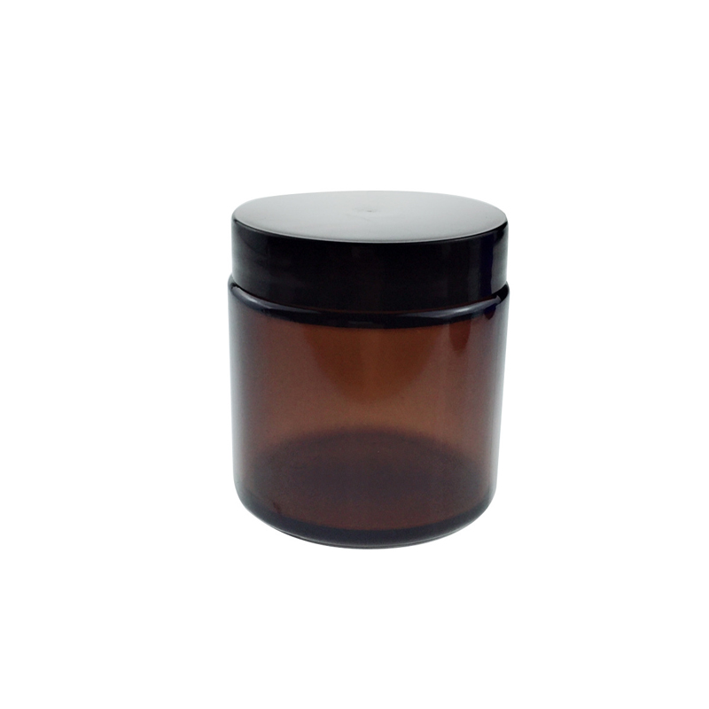 Wholesale Supplier Cylinder 2oz 60g Amber Glass Candle Jars with Black Lids
