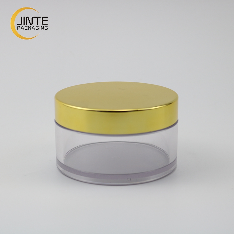 Wholesale Supplier Skincare Packaging Clear Plastic Cosmetic Jar with Gold Cap for Cream 150ml