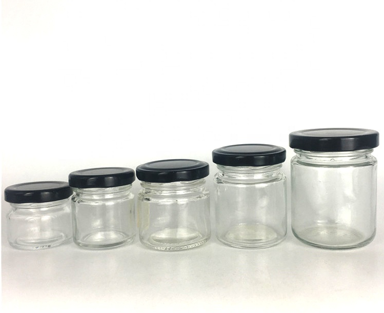 Wholesale Transparent Small Circular Tank Jam Glass Jar with Metal Tin Cap