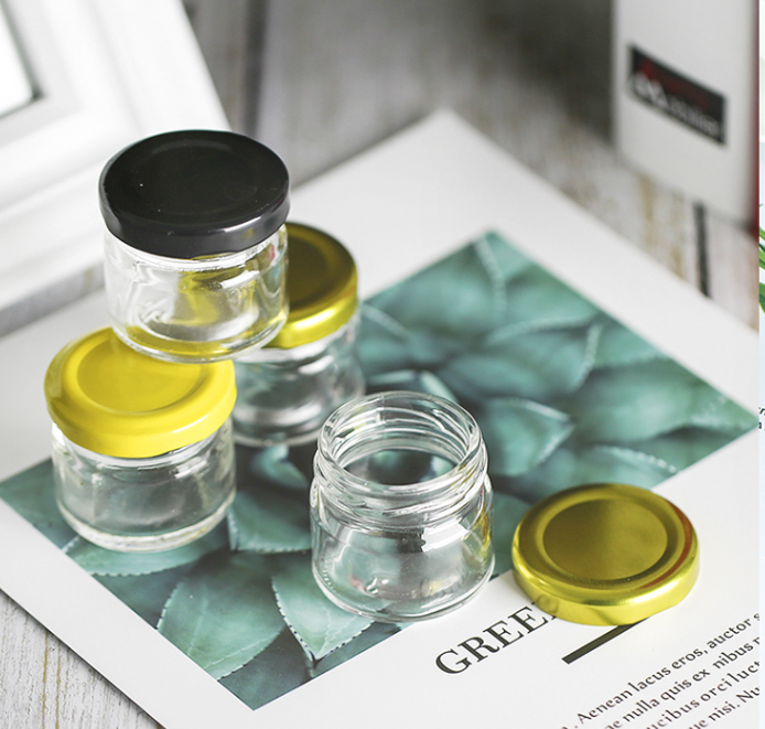 Wholesale Transparent Small Circular Tank Jam Glass Jar with Metal Tin Cap