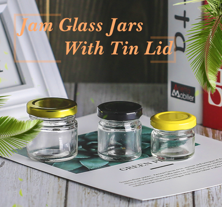 Wholesale Transparent Small Circular Tank Jam Glass Jar with Metal Tin Cap