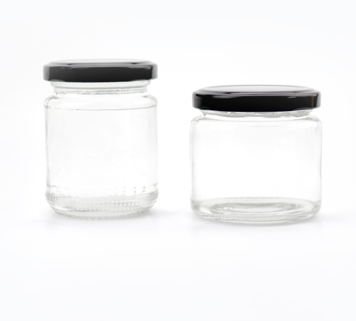 Wholesale Transparent Small Circular Tank Jam Glass Jar with Metal Tin Cap
