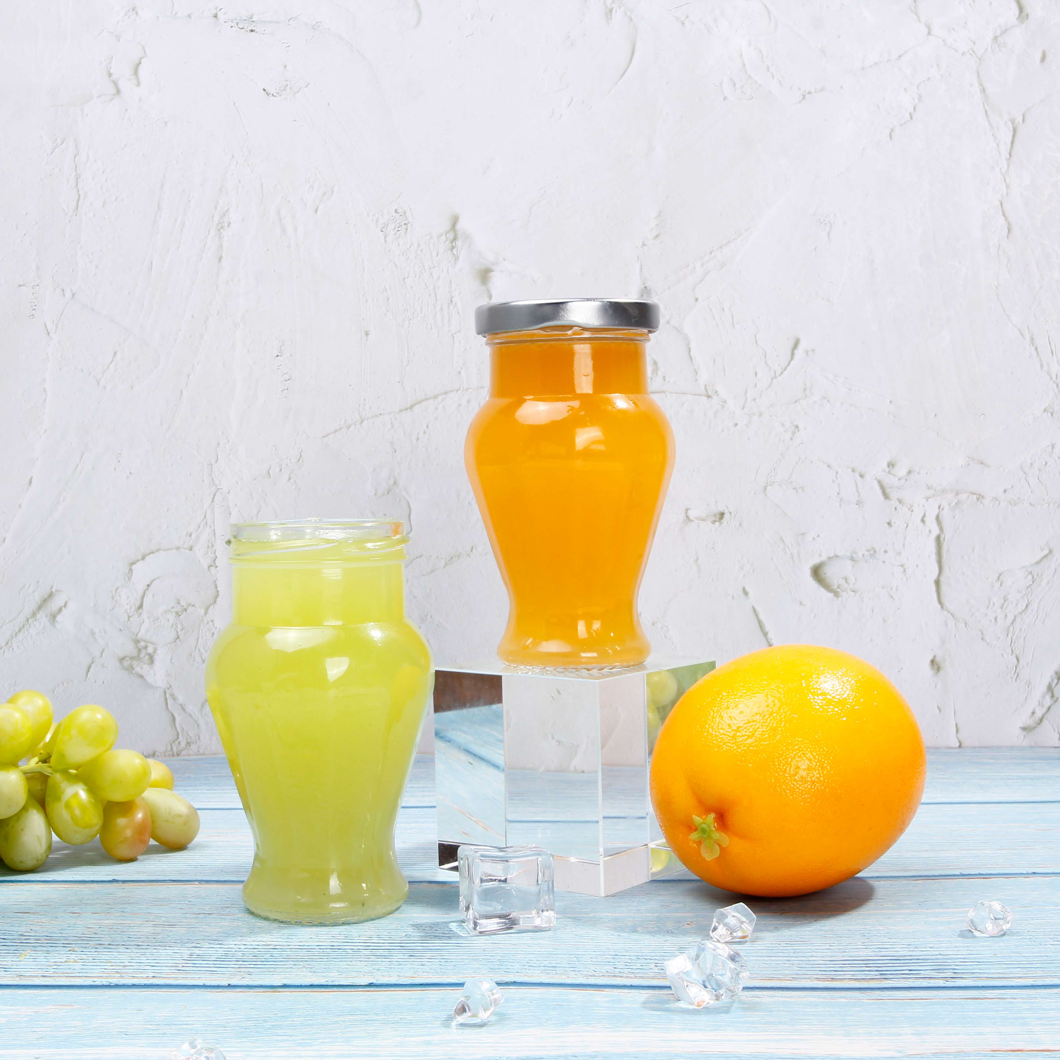 Wholesale Unique Design 300ml 500ml Glass Juice Jam Jelly Honey Jars Bottles With Lid