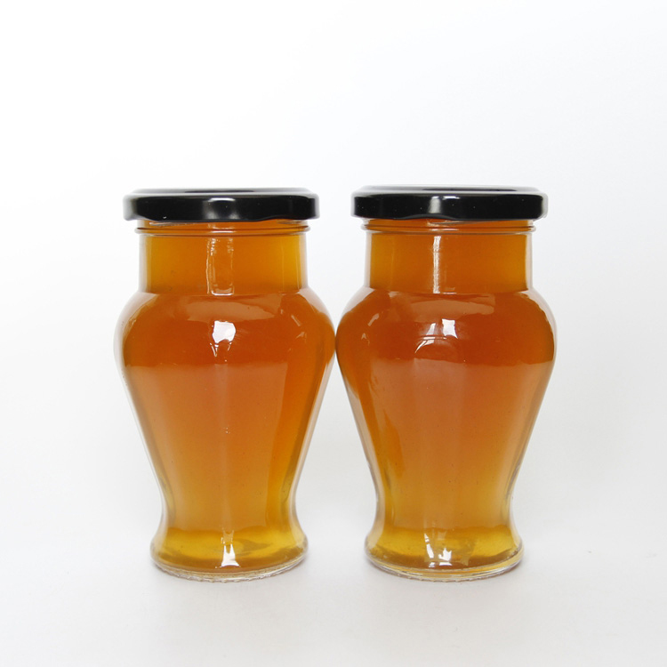 Wholesale Unique Design 300ml 500ml Glass Juice Strawberry Jam Jelly Honey Apple Juice Jars Bottles With Black Lid