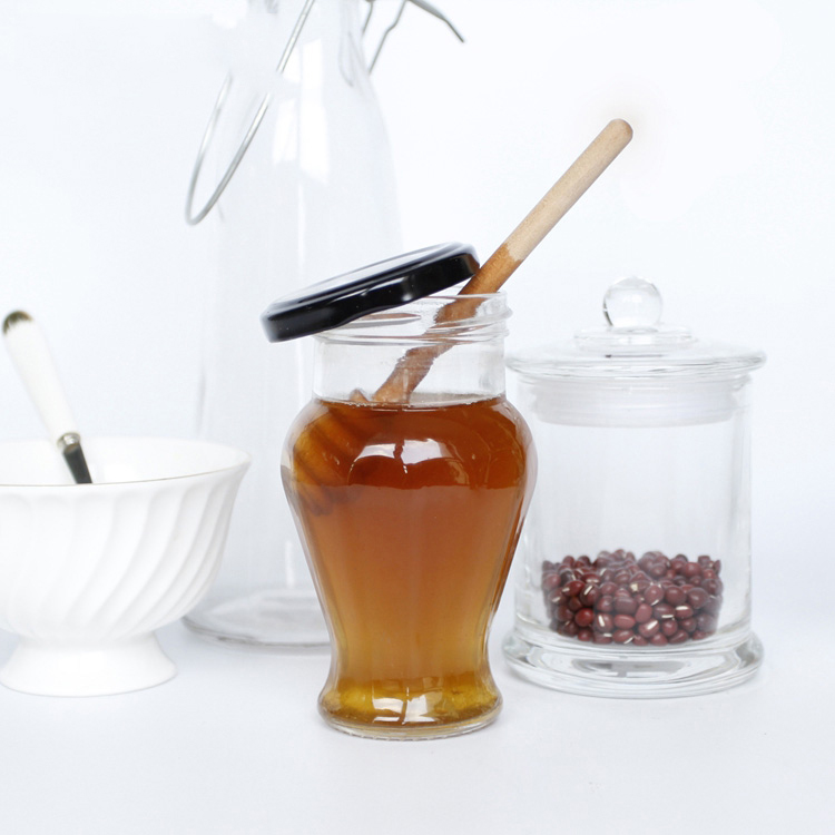 Wholesale Unique Design 300ml 500ml Glass Juice Strawberry Jam Jelly Honey Apple Juice Jars Bottles With Black Lid