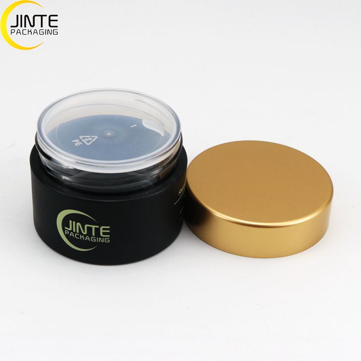 Wholesale Various Capacities Matte Metallic Gold Lids Matte Black Jar body PETG Plastic BPA Free Container