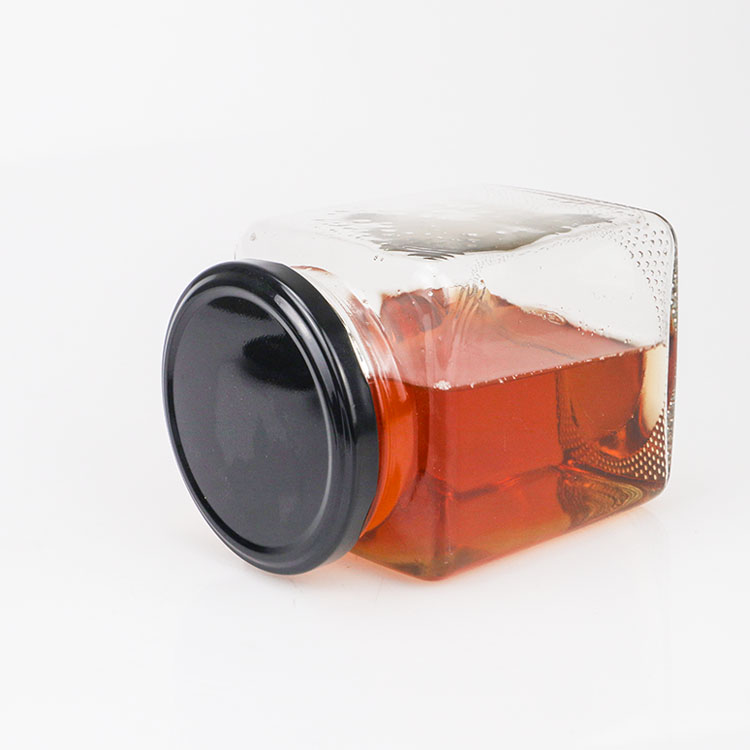Wholesale Various Capacity Clear Square Honey Glass Jar with Lid