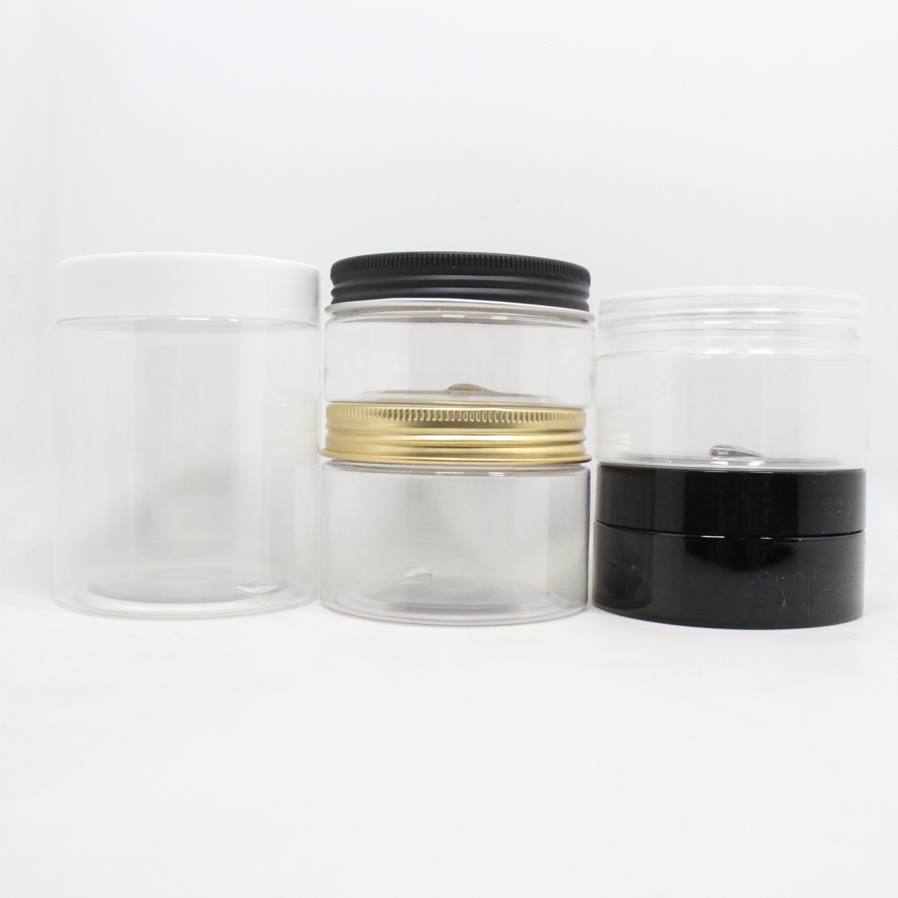 Wholesale Wide Mouth 1oz 2oz 3oz 4oz 5oz 6oz 8oz black PET plastic jars with lids for food storage cosmetic packaging container