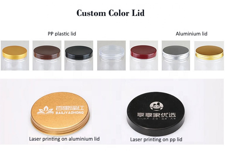 Wholesale Wide Mouth 1oz 2oz 3oz 4oz 5oz 6oz 8oz black PET plastic jars with lids for food storage, cosmetic packaging container