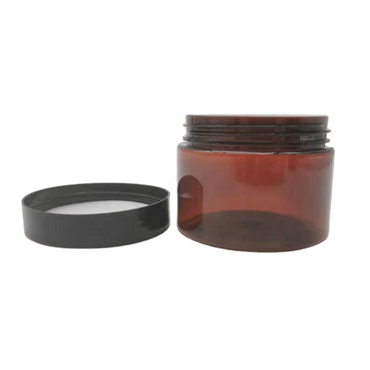 Wholesale Wide Mouth 1oz 2oz 3oz 4oz 5oz 6oz 8oz black PET plastic jars with lids for food storage, cosmetic packaging container