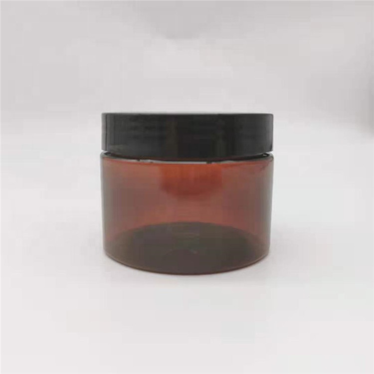 Wholesale Wide Mouth 1oz 2oz 3oz 4oz 5oz 6oz 8oz black PET plastic jars with lids for food storage, cosmetic packaging container