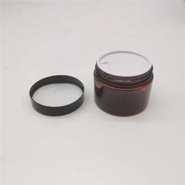 Wholesale Wide Mouth 1oz 2oz 3oz 4oz 5oz 6oz 8oz black PET plastic jars with lids for food storage, cosmetic packaging container