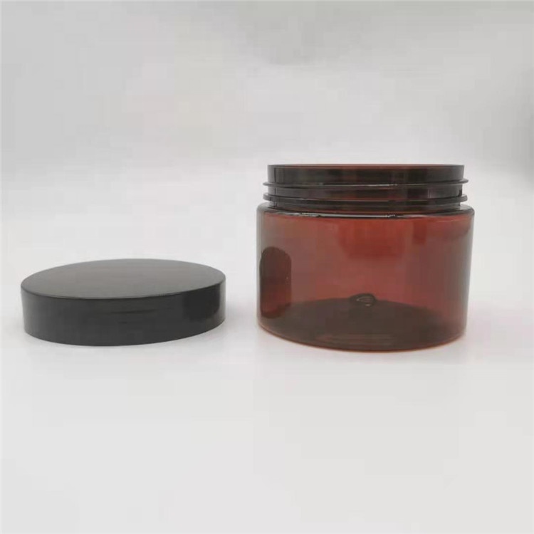 Wholesale Wide Mouth 1oz 2oz 3oz 4oz 5oz 6oz 8oz black PET plastic jars with lids for food storage, cosmetic packaging container