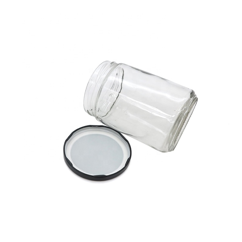 Wholesale Wide Mouth frasco de vidrio 6oz 8oz Honey Jam Jars Glass Candy Honey Jam Jar with Metal Lid