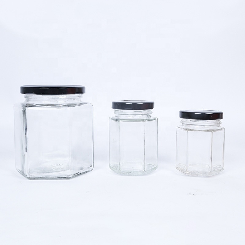 Wholesale Wide Mouth frasco de vidrio 6oz 8oz Honey Jam Jars Glass Candy Honey Jam Jar with Metal Lid