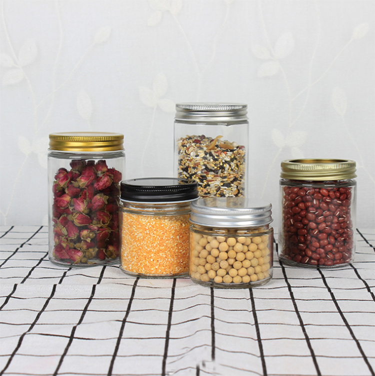 Wholesale airtight glass jars for kitchen storage glass mason jar with screw lid for Rice Bean Spice