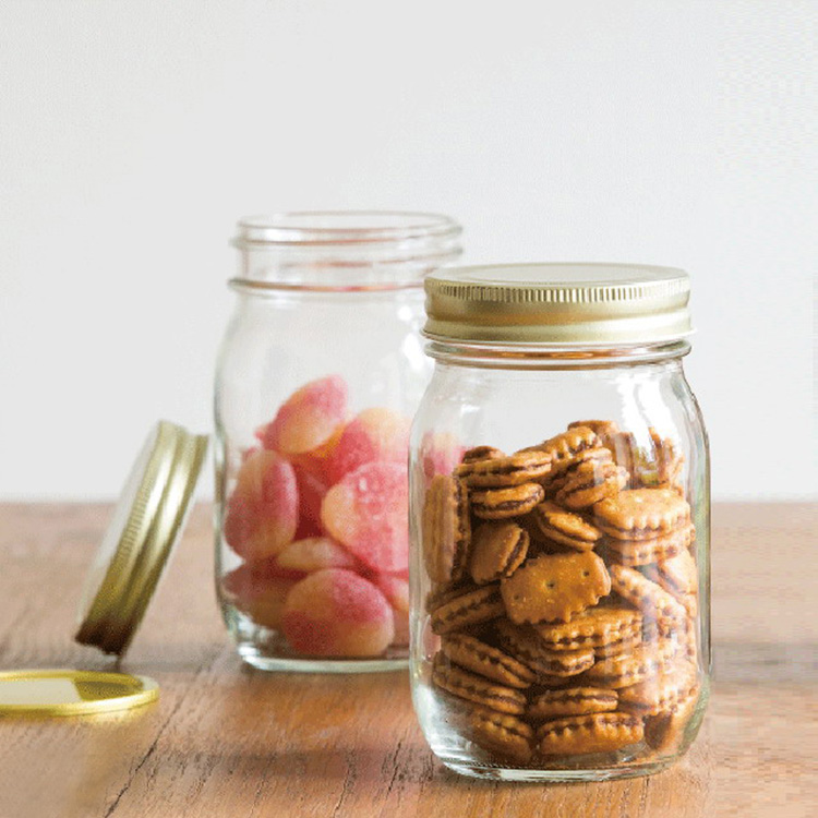 Wholesale airtight glass jars for kitchen storage glass mason jar with screw lid for Rice Bean Spice