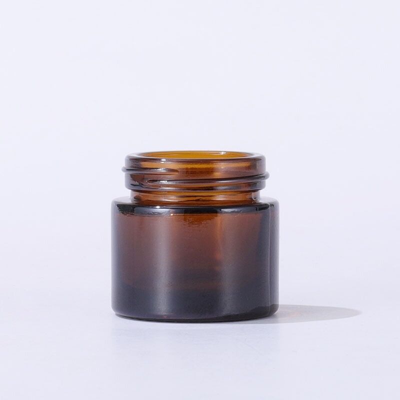 Wholesale amber 5g 10g 30g 50g 100g glass cosmetic jar bottle wood grain cover