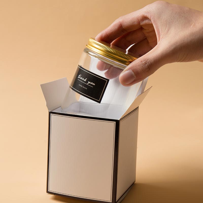 Wholesale amber 8oz 16 ounce aluminum lid and boxes frosted candle glass jar