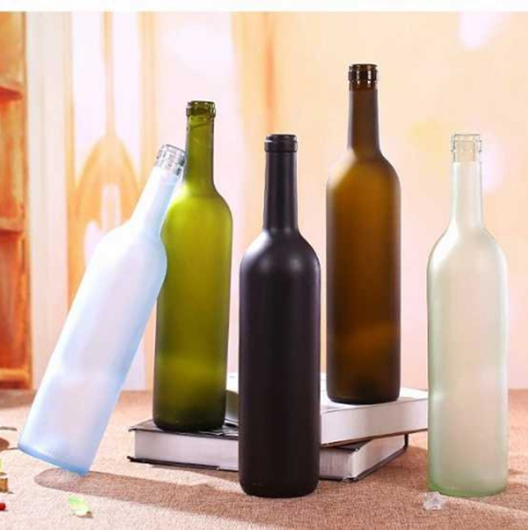 Wholesale amber/blue/green empty dark frost premium wine glass bottles 750 ml for liquors