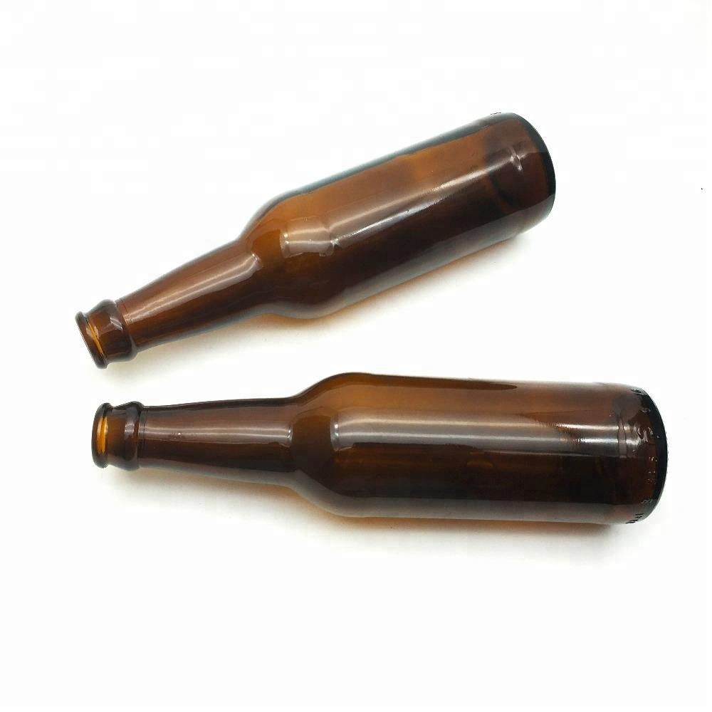 Wholesale amber brown glass beer bottle 330ml with crown cap